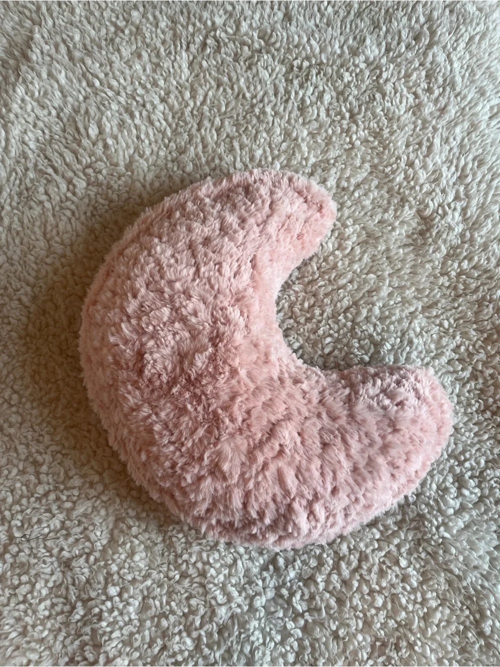 Plush Faux Fur Fluffy Crescent Moon Pillow - Soft Pink